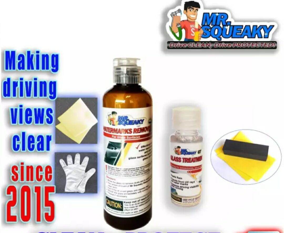 GLASS COMBO Mr. Squeaky Watermarks remover 250ml & Glass Treatment 20ml