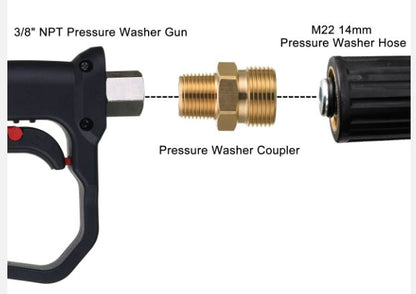 F34 M22-14 Male to 3/8 NPT Male Pressure Washer Adapter Thread Female Fittings