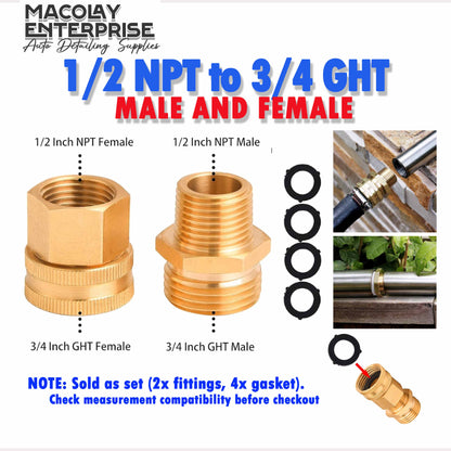 F33 1/2 NPT and 3/4 GHT Conversion Fittings Set