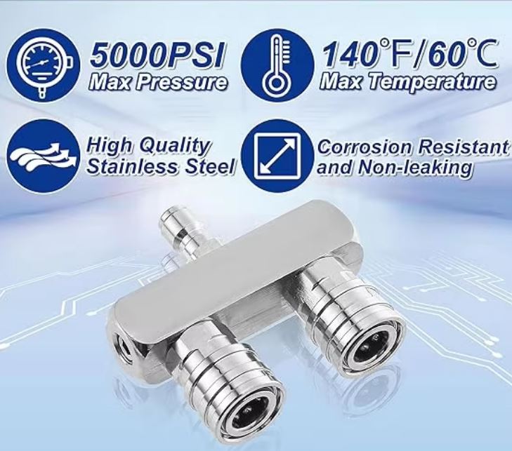 F43 Pressure Washer Nozzle Splitter with 4 Nozzle Tips Fittings