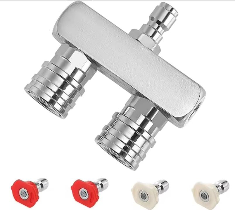 F43 Pressure Washer Nozzle Splitter with 4 Nozzle Tips Fittings