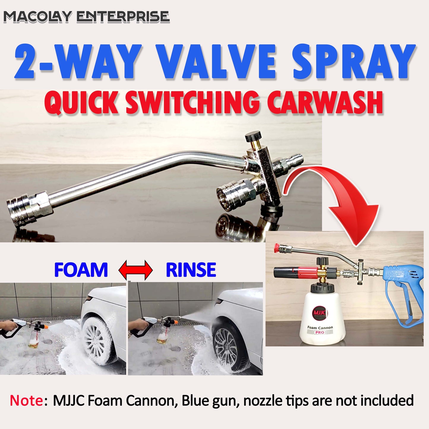 F25 Two Way Valve Spray Quick Switching Foam Cannon and Rinse Control Fittings for Car Wash