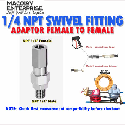F42 Swivel Adapter 1/4 NPT Thread Male to Female Fittings for Belt Type Pressure Washer
