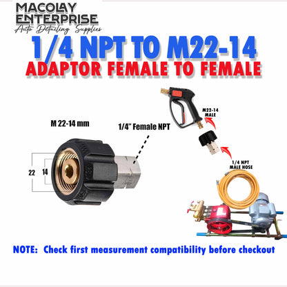 F35 M22-14 Female  to 1/4 NPT Female Belt Type Pressure Washer Adapter Fittings