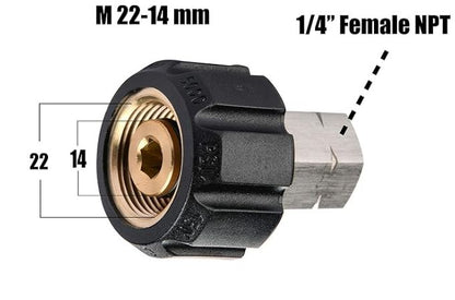 F35 M22-14 Female  to 1/4 NPT Female Belt Type Pressure Washer Adapter Fittings