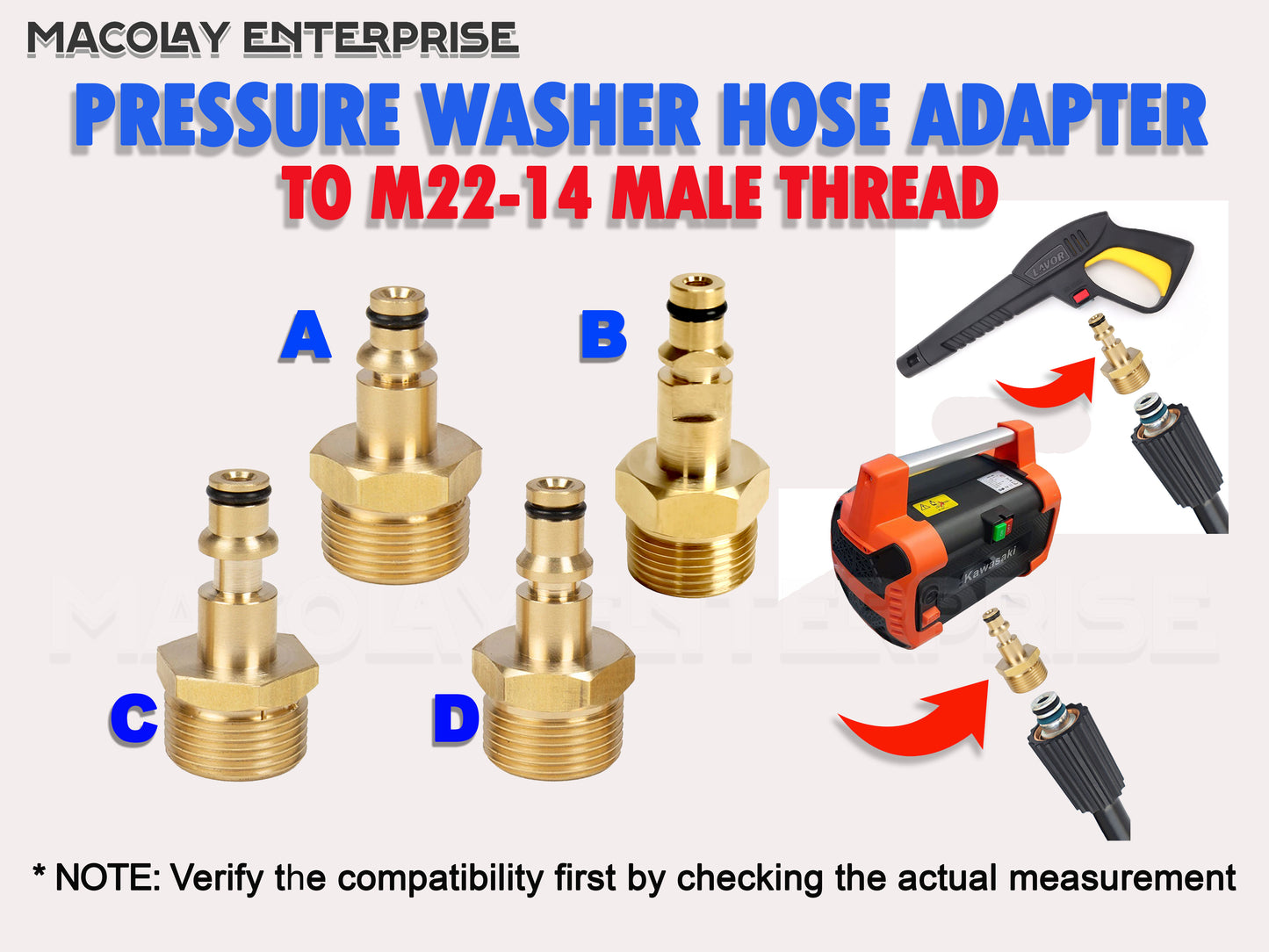 F24 Pressure Washer Fittings Adapter for Gun and Machine