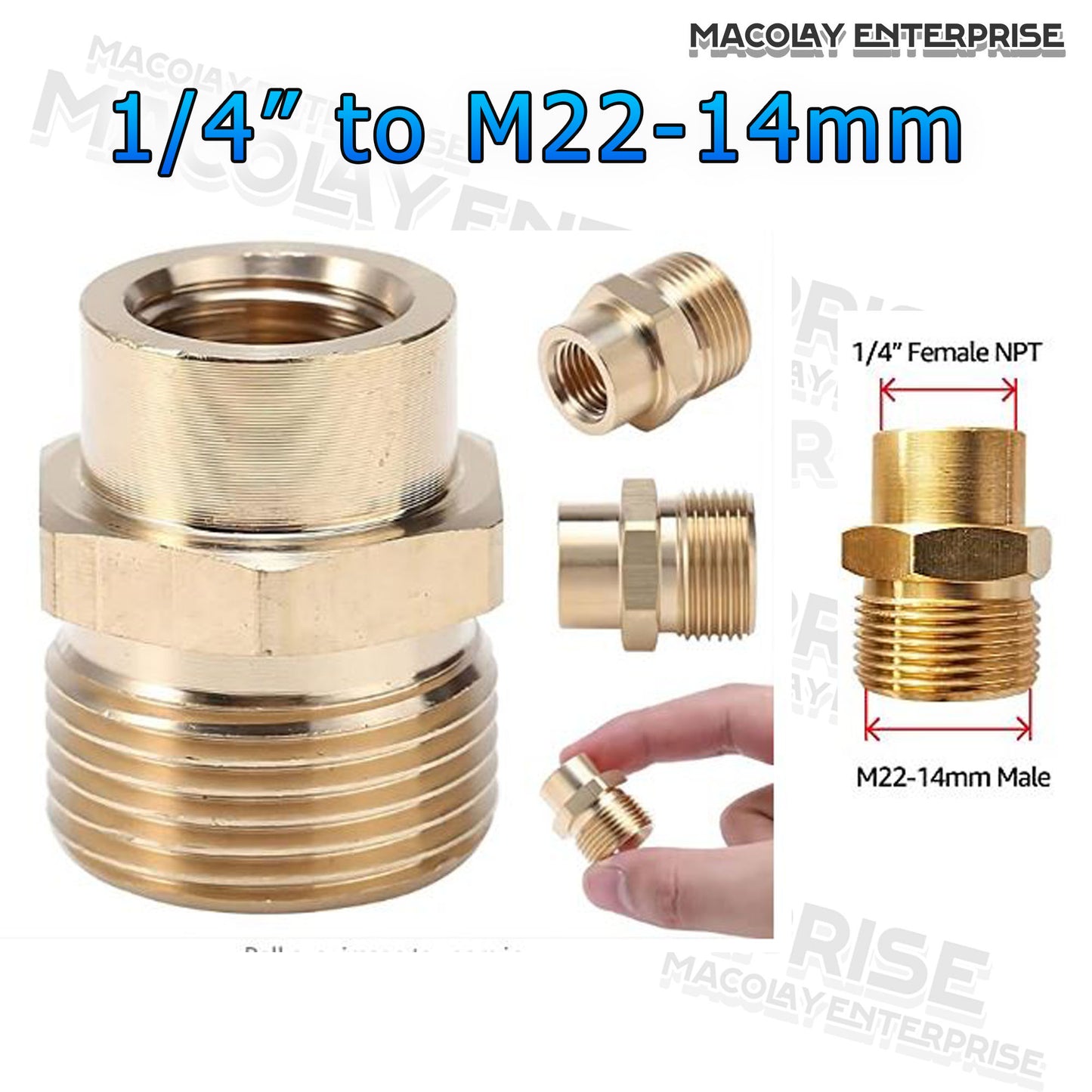 F20  M22-14 Male to 1/4 NPT Female Fittings