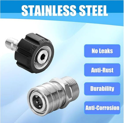 F40 1/4 Size to M22-14 or 3/8 Stainless Pressure Washer Quick Connect Set Fittings