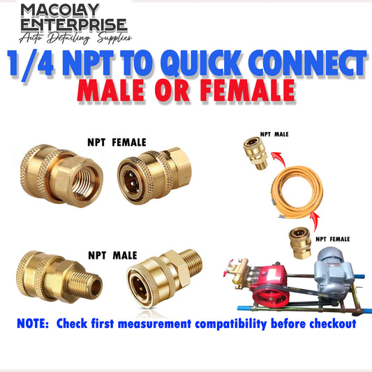 F22  1/4 Quick Connect  to 1/4 NPT Female or Male Fittings