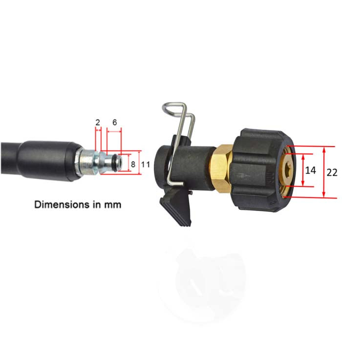 F16 High Pressure Water Hose Connector Fittings to Pressure Washer or Gun