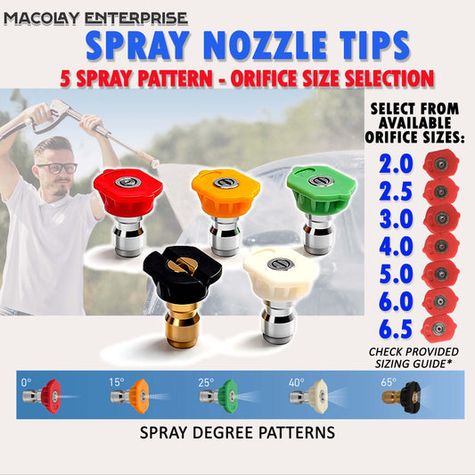 F13 Pressure Washer Spray 5 Pcs Nozzle Tips Set with Different Degrees 1/4 QC Fittings