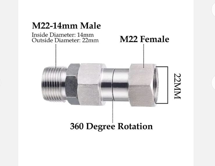 F19 Stainless Swivel Connector for Hose to Pressure Washer Gun Fittings