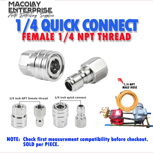 F44 NPT Female 1/4 Thread to QC 1/4 Fittings for Belt Type Pressure Washer