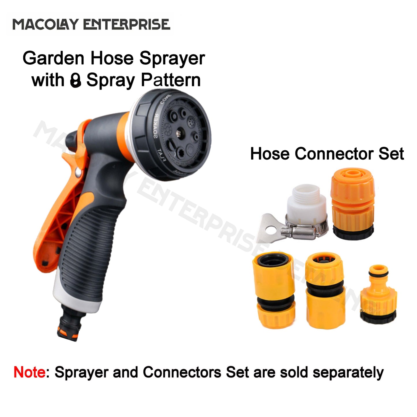 F17  Sprayer Head with 8 or 5 Spray pattern OR 5-pcs Hose Connector Fittings Set