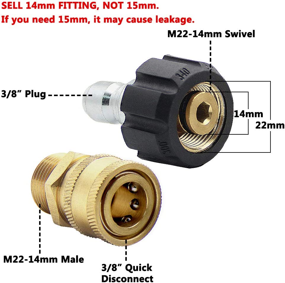 F18 9pcs Pressure Washer Adapter Fittings Set QC Kit