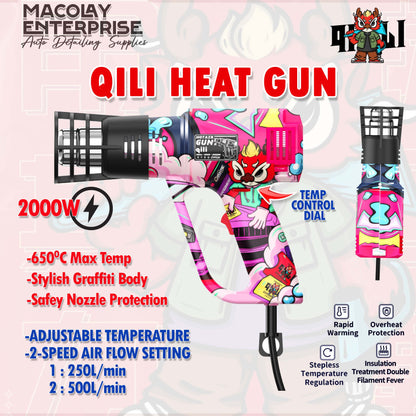 WR-121 Qili Pink Graffiti Heat Gun 650deg Max Adjustable Temp