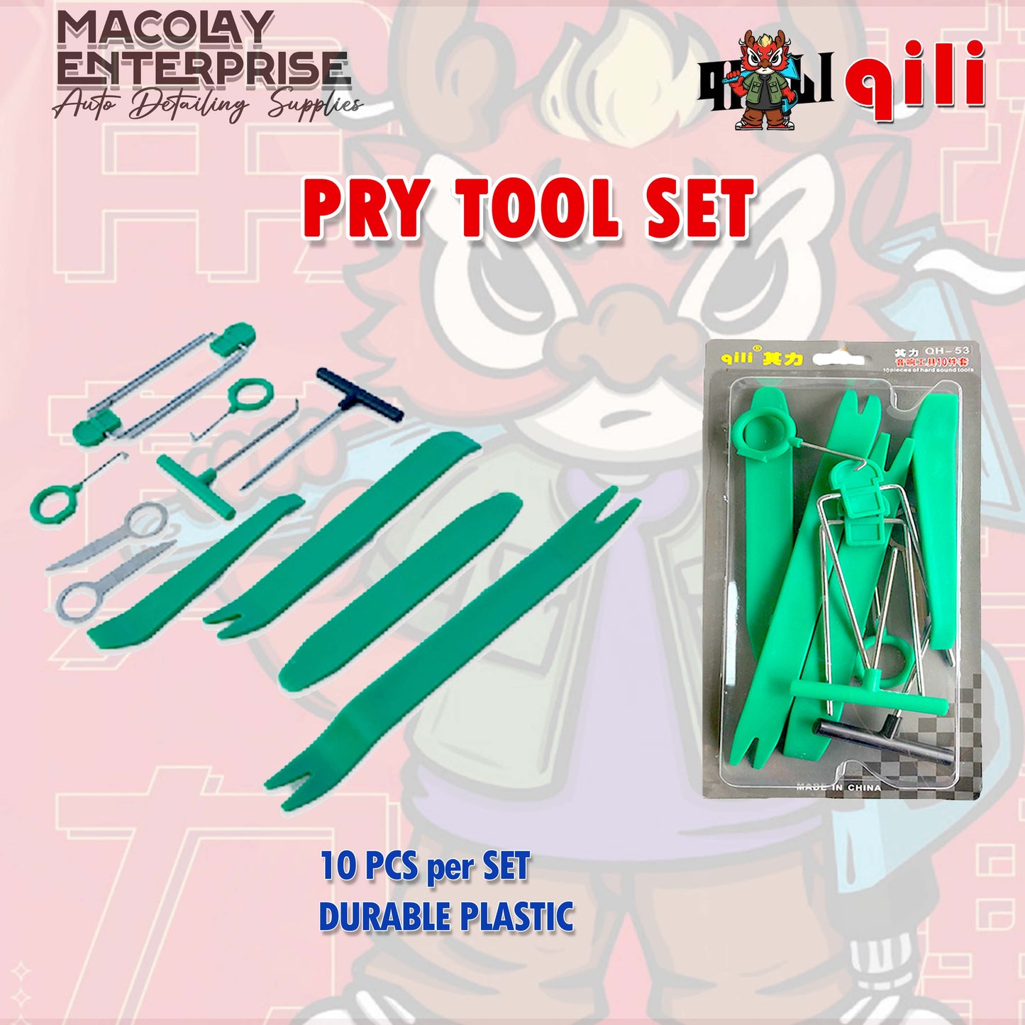 WR-124 QILI 10Pcs Trim Removal Tool- Prying Tool Set