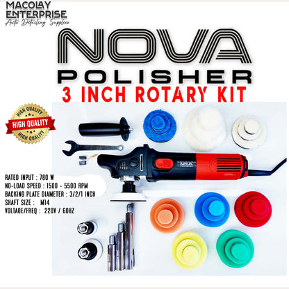 MP-20 Nova 3-inch Rotary Polisher Machine Kit with 24 Pads and Accessories