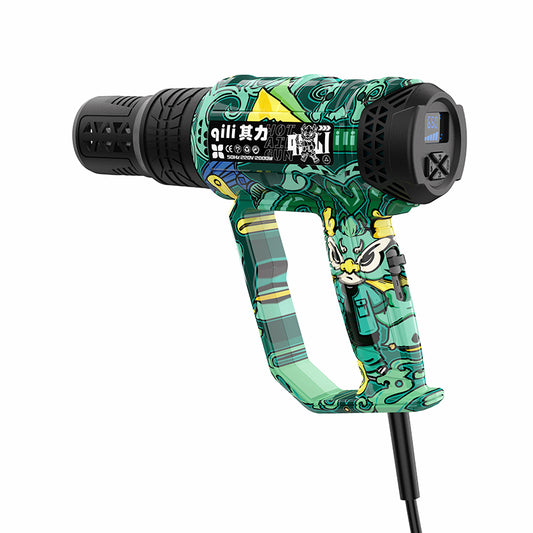 WR-123 Qili LCD Display Green Graffiti Heat Gun 650deg Max Adjustable Temp