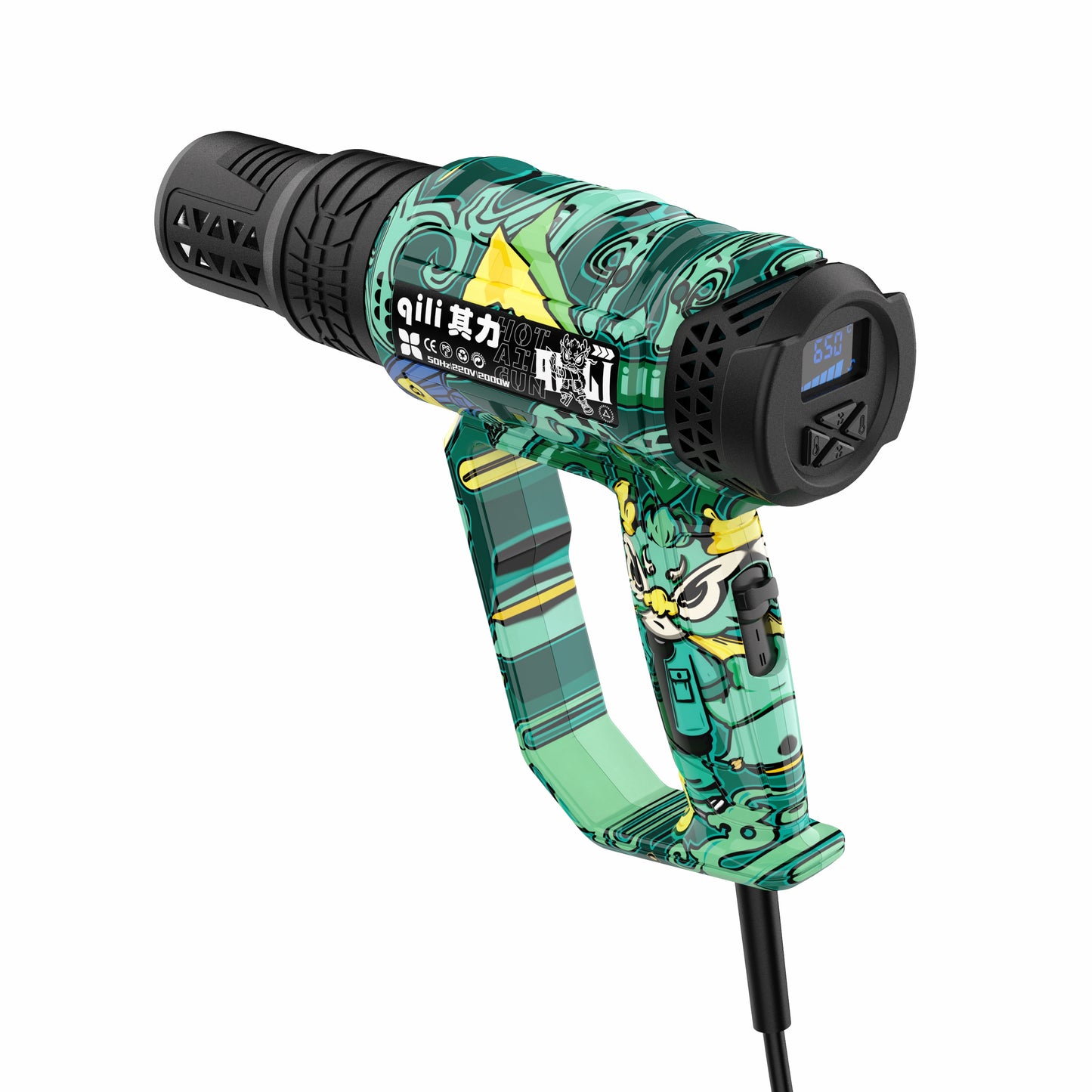 WR-123 Qili LCD Display Green Graffiti Heat Gun 650deg Max Adjustable Temp