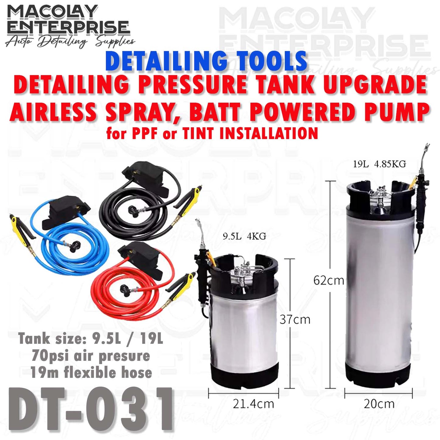DT-031 Airless Spray Pump for Pressure Tank Upgrade for Car PPF or Tint Application