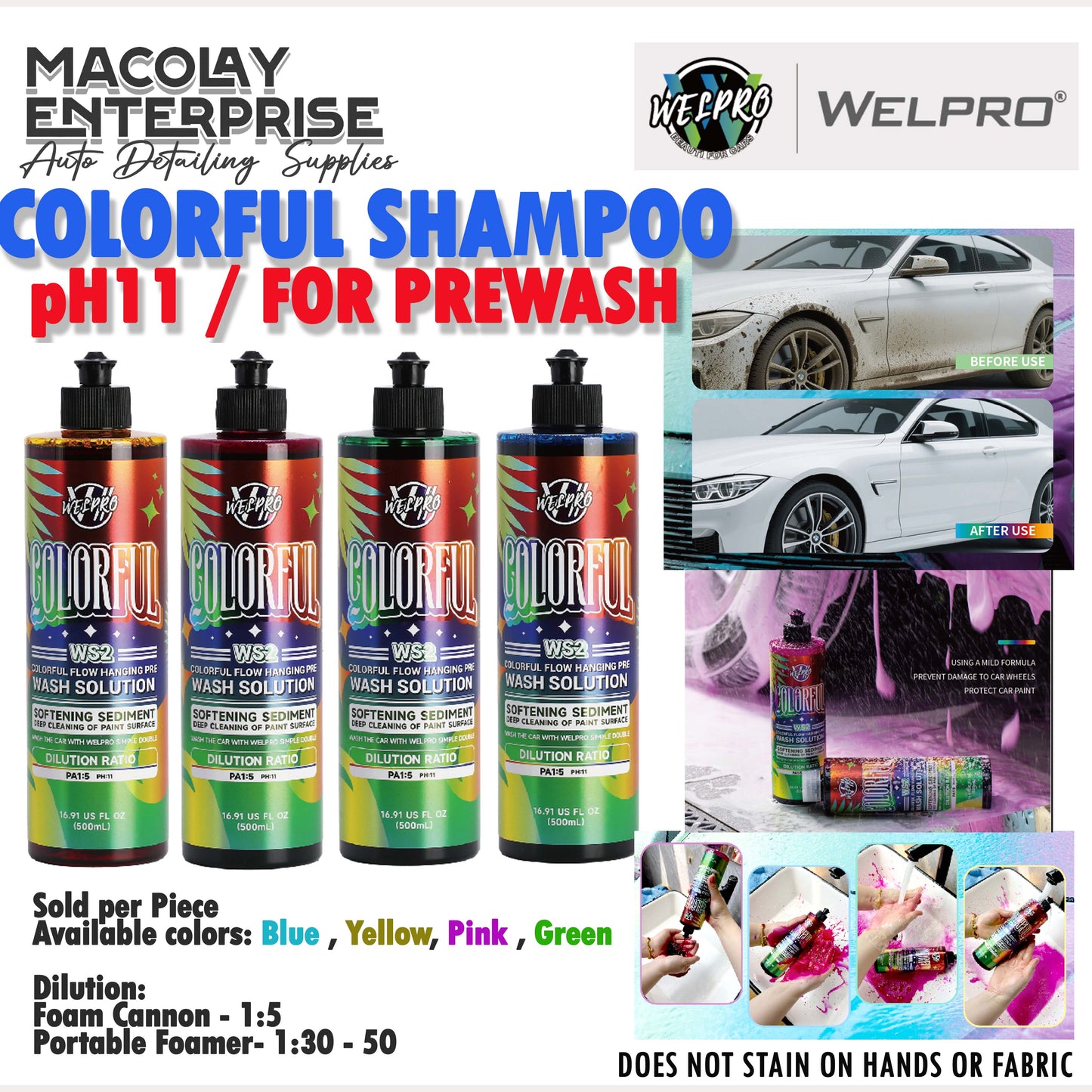 Welpro Colorful Pre-wash Shampoo pH11 Contactless Shampoo