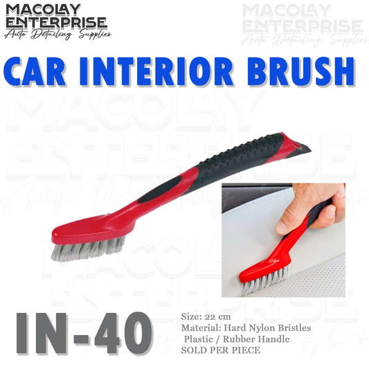 IN-40 Hard Bristles Interior Detailing Brush with Non-Slip Rubber Grip Handle