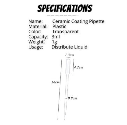 DT-037 3ml Plastic Disposable Ceramic Coating Pipette Distribution Coating Dropper For Car Care
