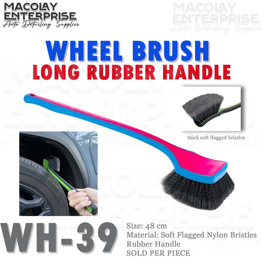 WH-39 Long Rubber Handle Fender Tire Soft Flagged Bristle Brush