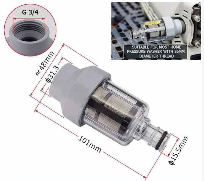 F51 Pressure Washer Inlet Filter G3/4 Stainless Mesh Filter Fittings