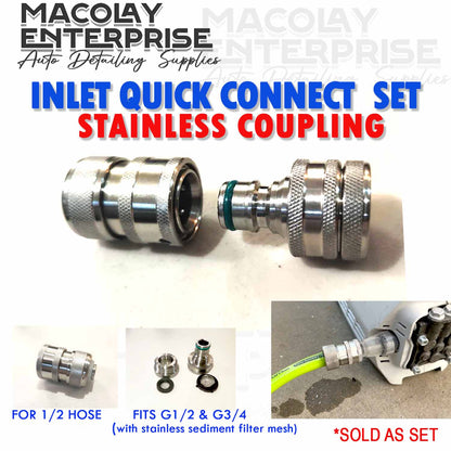F52 Pressure Washer Inlet Quick Connect Set Stainless Fittings for 1/2 Hose
