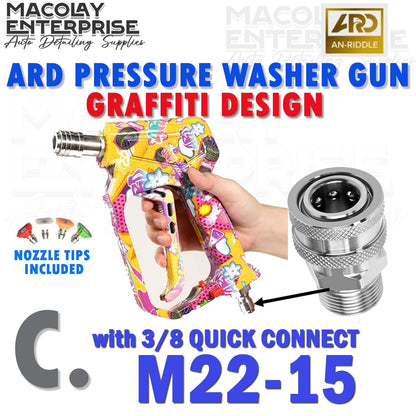 PA-025 ARD Graffiti Designed Pressure Washer Gun 5000psi with Push Lock,  Trigger Lock and Swivel