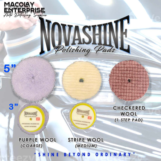 PO-037 Novashine Purple, Stripe or Long Nap WOOL Pad 5-inch or 3-inch pads