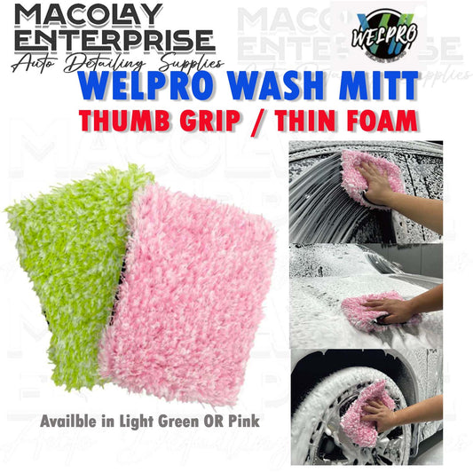 Welpro Car Wash Mitt Thumb Grip Thin Foam