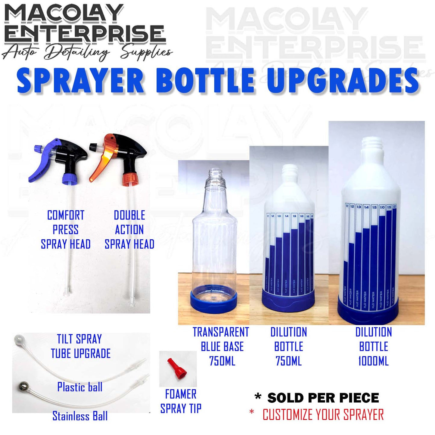SP-012 Bottle Sprayer Upgrades Bottles, Sprayheads, Tubes sold per piece
