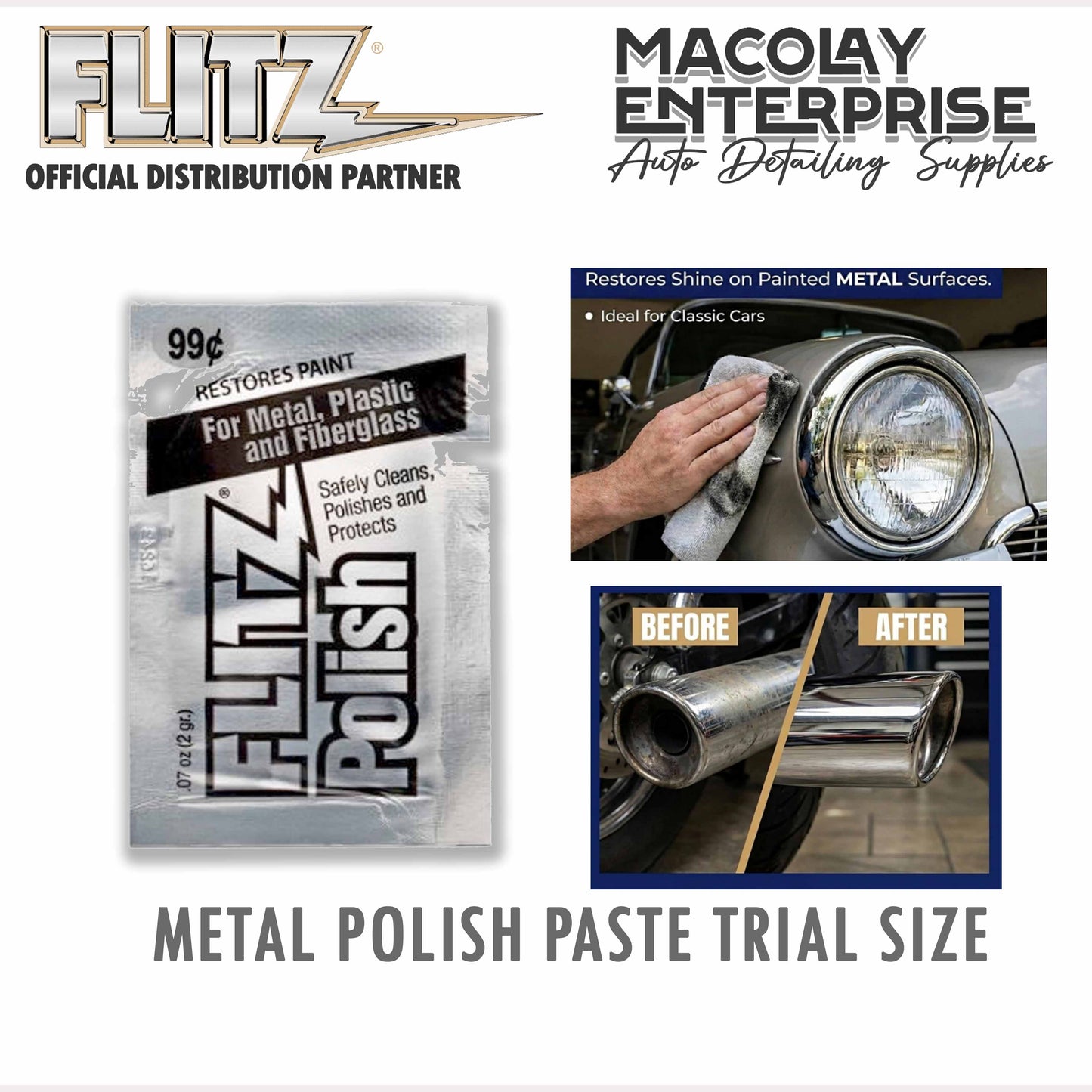 Flitz Paste Polish Trial Size 2 grams for Metals, Fiberglass, Tactical, Plastic & Paint