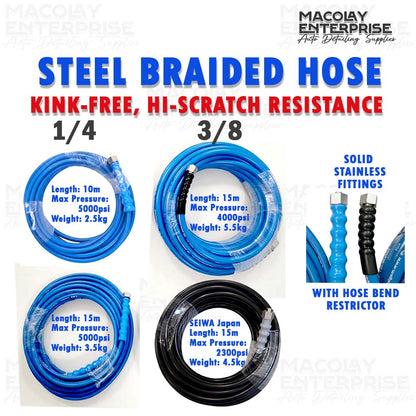 PA-036 Kink Free Steel Braided High Pressure Hose fits M22-14 and M22-15  1/4 or 3/8 Size