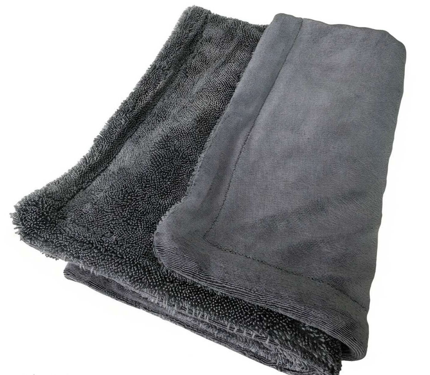 Gray Double sided Micro Twist and Twist Loop Fiber 1300gsm  Premium Car Drying Towel