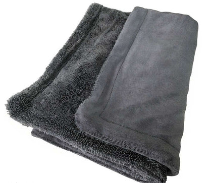 Gray Double sided Micro Twist and Twist Loop Fiber 1300gsm  Premium Car Drying Towel