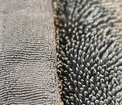 Gray Double sided Micro Twist and Twist Loop Fiber 1300gsm  Premium Car Drying Towel