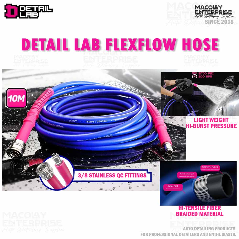 PA-038 Detail Lab FlexFlow Hose 10meters Light Weight Heavy Duty 1/4 size