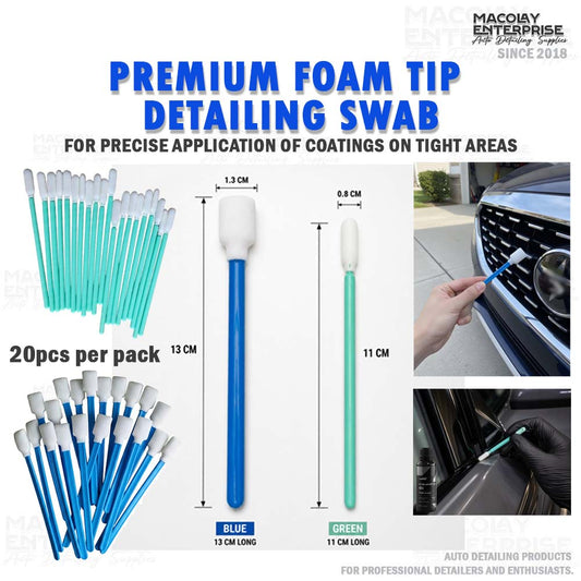 DT-043 Premium Foam Tip Detailing Swab, Coating or Wax Applicator on Tight Areas