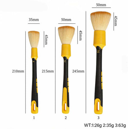 IN-62 Rubber Grip 3-pc Car Detailing Brush Set Ultra soft or Ultra Fine Tip