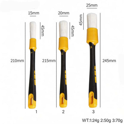 IN-62 Rubber Grip 3-pc Car Detailing Brush Set Ultra soft or Ultra Fine Tip