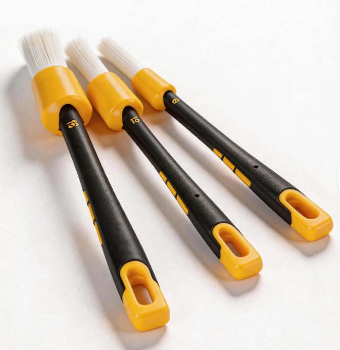 IN-62 Rubber Grip 3-pc Car Detailing Brush Set Ultra soft or Ultra Fine Tip
