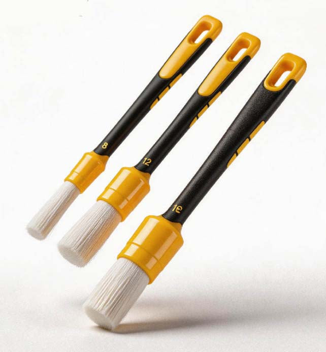 IN-62 Rubber Grip 3-pc Car Detailing Brush Set Ultra soft or Ultra Fine Tip