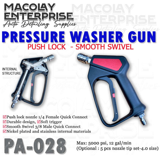 PA-028 High Pressure Washer Gun Push Lock Nozzle and Smooth Swivel Anti Hose Tangle