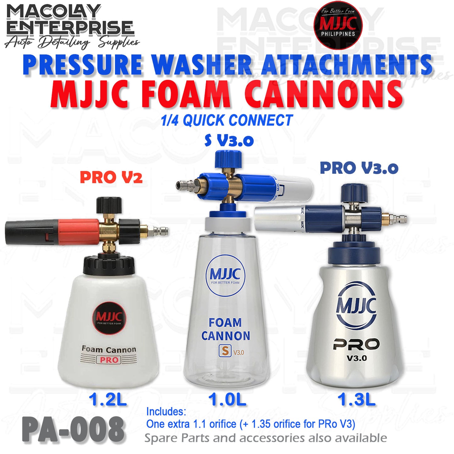 PA-008 MJJC PRO V2, S V3.0 or  PRO V3 (new bottle)  Foam Cannon for Pressure Washer