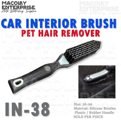 IN-38 Soft Rubber Bristle Pet Hair Remover Car Interior Detailing Brush