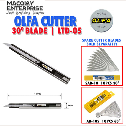 WR-101 OLFA Cutter 30 degrees Blade LTD-05 for Car PPF | TINT and Spare Blades  SAB-10 and AB-10S